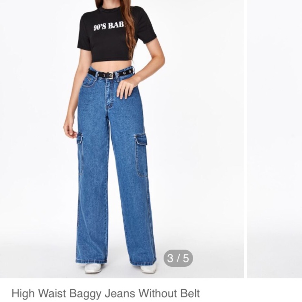 SHEIN Baggy High Waisted Light Wash Jeans